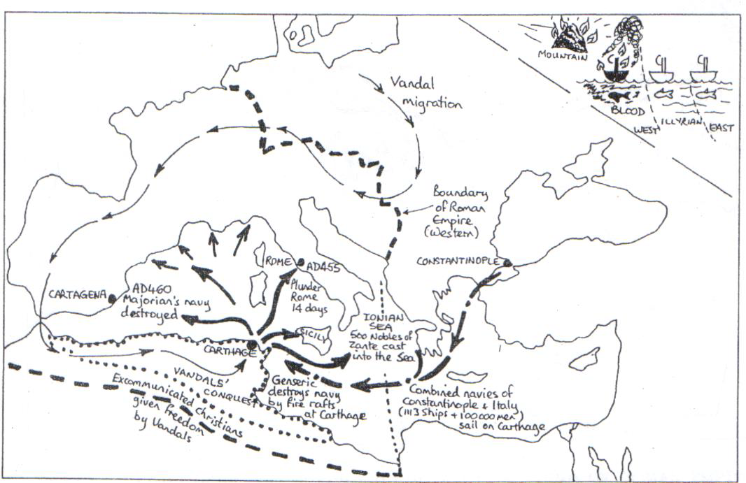 GENSERIC AND THE VANDALS VANDALISE THE WESTERN THIRD OF ROMAN EMPIRE